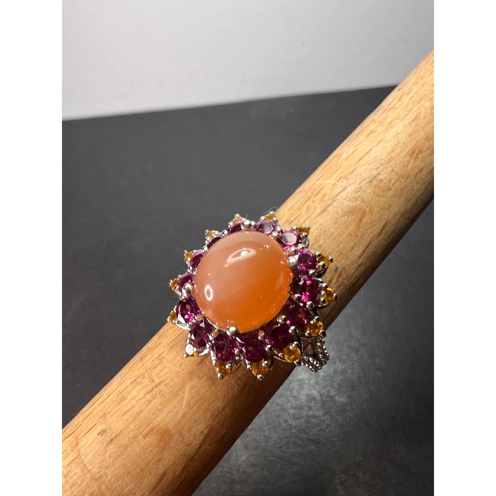 Other Peach moonstone rhodolite ring in sterling silver size 7 Size ONE SIZE - 13 Thumbnail