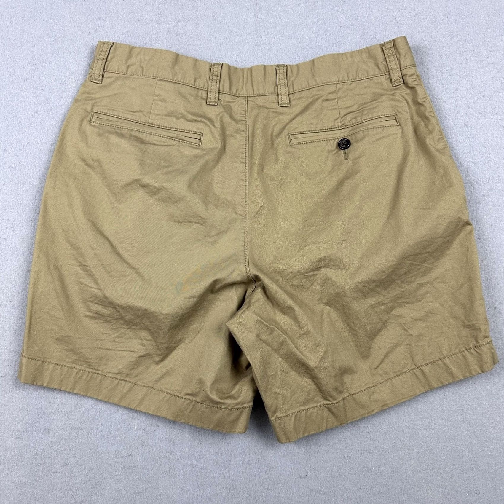 J.Crew J.CREW Men Beige Chino Shorts 33 Solid Cotton Stretch Flat Front Size US 33 - 4 Thumbnail