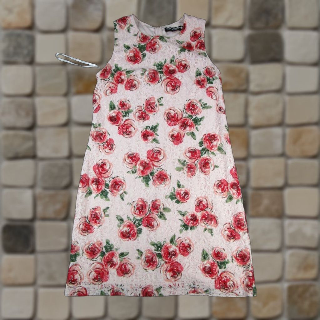 Karl Lagerfeld Karl Lagerfeld Dress Womens 10 Pink Floral Cotton Lace  Sleeveless Round Neck Short Pencil Shift Sheath Business Casual  Party/Cocktail Womens | Grailed