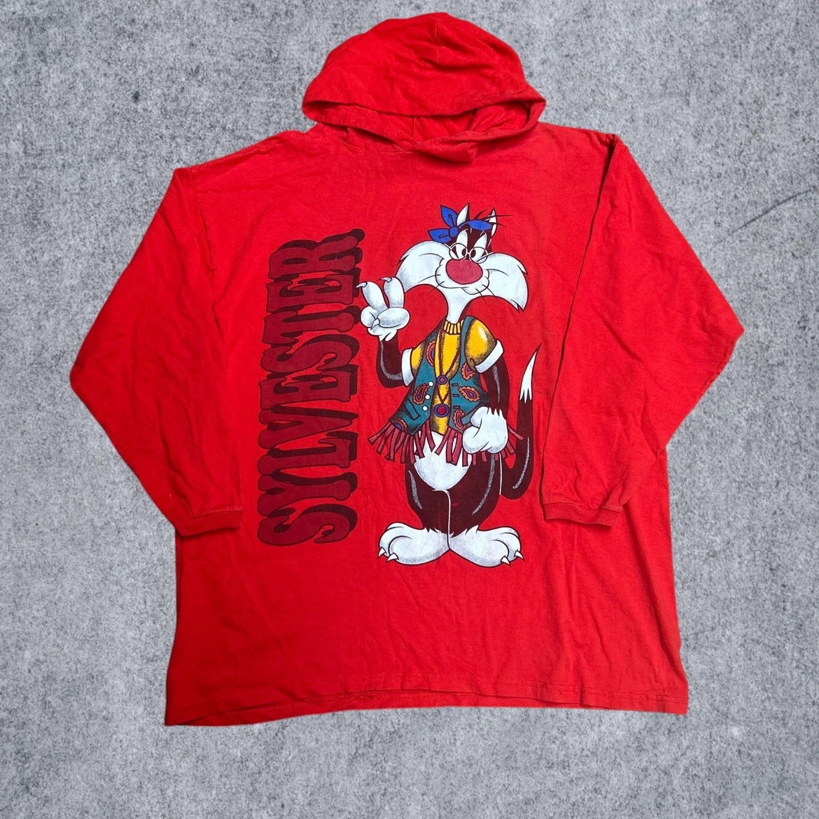 Vintage Vintage Looney Tunes Sylvester Jerry Leigh Hoodie XL Red Size US XL / EU 56 / 4 - 1 Thumbnail
