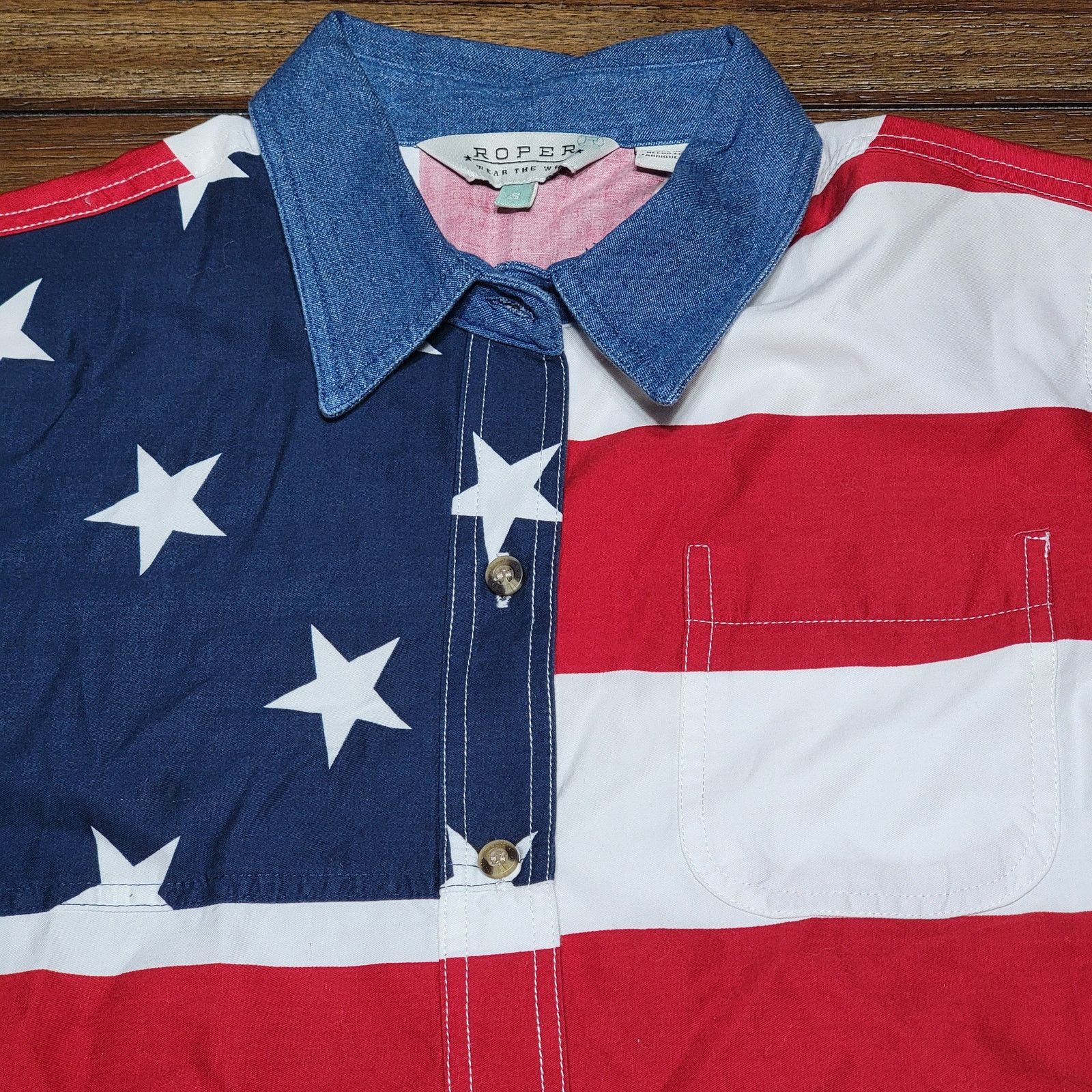 Roper Roper Full Button Stars & Stripes Western Shirt - Size Small Size S / US 4 / IT 40 - 2 Thumbnail