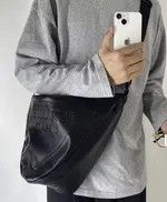 Japanese Brand Fashion hip hop triangle pu leather shoulder messenger bag Size ONE SIZE - 2 Thumbnail