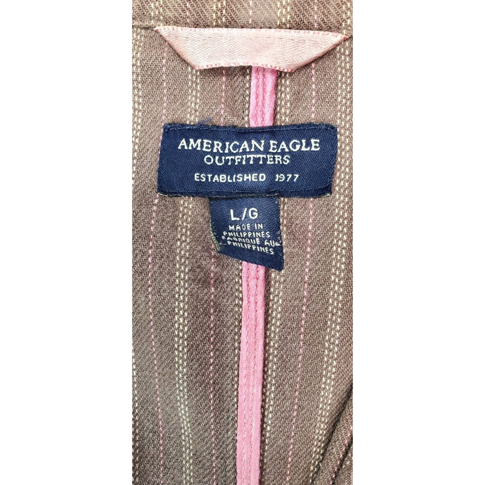 American Eagle Outfitters American Eagle Outfitters Blazer Jacket Women’s L Brown Vertical Stripes - 2-Button, Casual, Vintage? Size L / US 10 / IT 46 - 3 Thumbnail