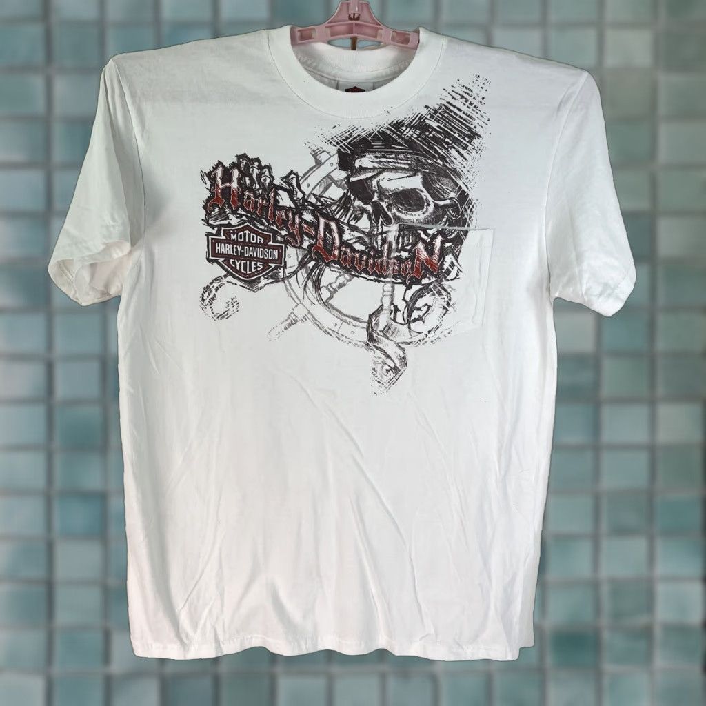 Harley Davidson Harley-Davidson T-Shirt Mens White Pocket Graphics Nem Burn NC Size L Clothing Size US L / EU 52-54 / 3 - 1 Thumbnail