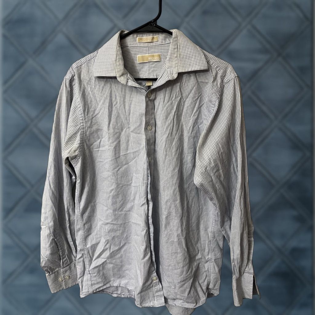 Michael Kors Michael Kors Men's Regular Shirt Large White Non-Iron Button-Front Long Sleeve Modern Classic Size US L / EU 52-54 / 3 - 1 Thumbnail