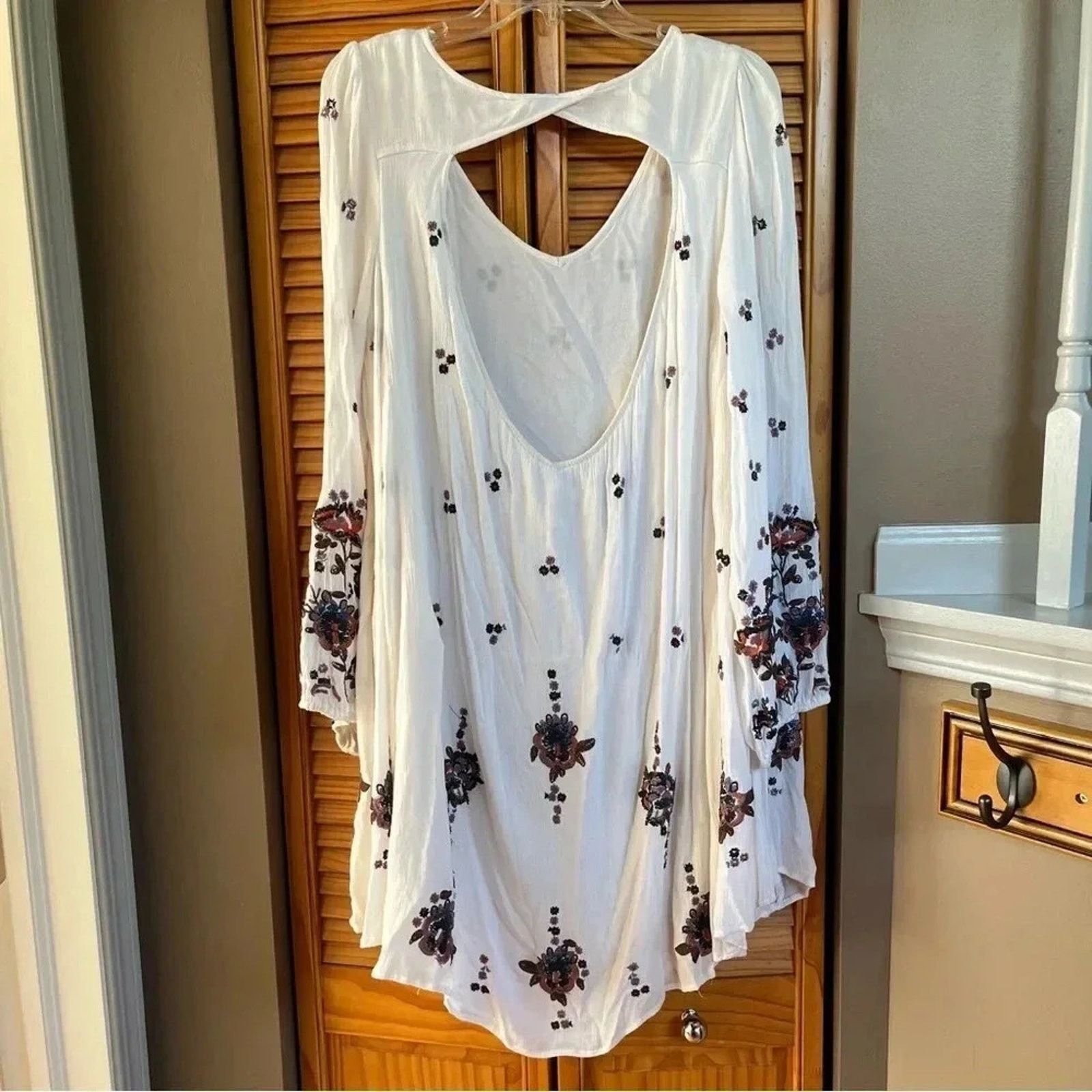 Free People Free People Ivory Oxford Embroidered Mini Dress Floral Sz S Size S / US 4 / IT 40 - 8 Thumbnail
