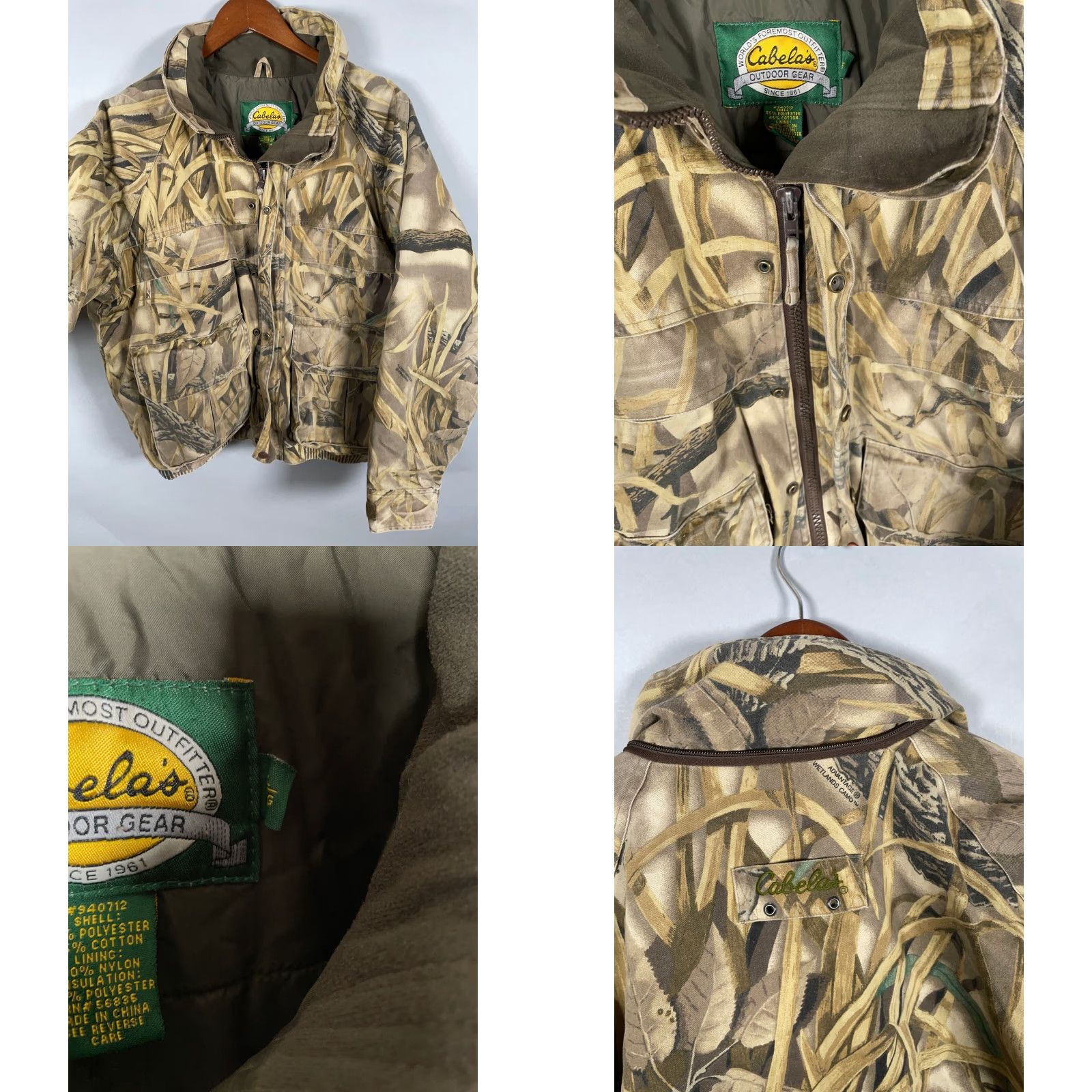 Vintage VINTAGE Cabela's Camouflage Jacket Men Large Wetlands Bomber Zip Full Insulated Pockets Fall Winter Spring Camouflage 90s Outdoor Mens Size US L / EU 52-54 / 3 - 9 Thumbnail