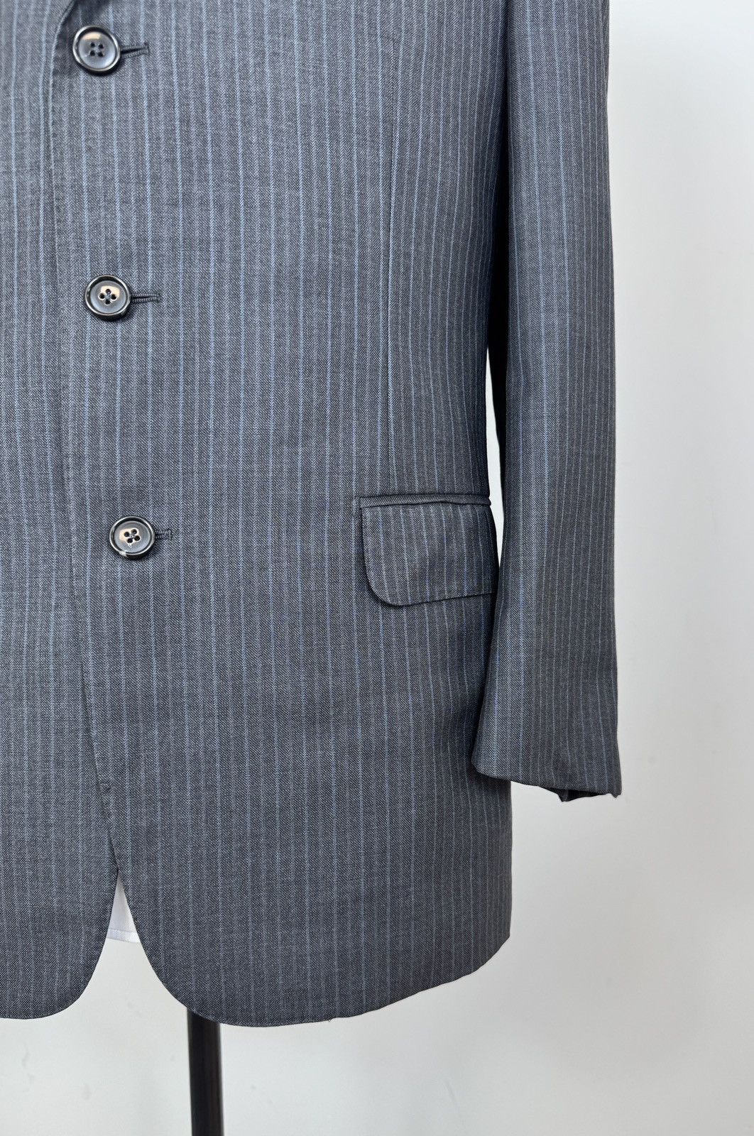 Ermenegildo Zegna Ermenegildo Zegna Su Misura Men’s Gray Striped Wool Blazer Size 38R - 6 Thumbnail