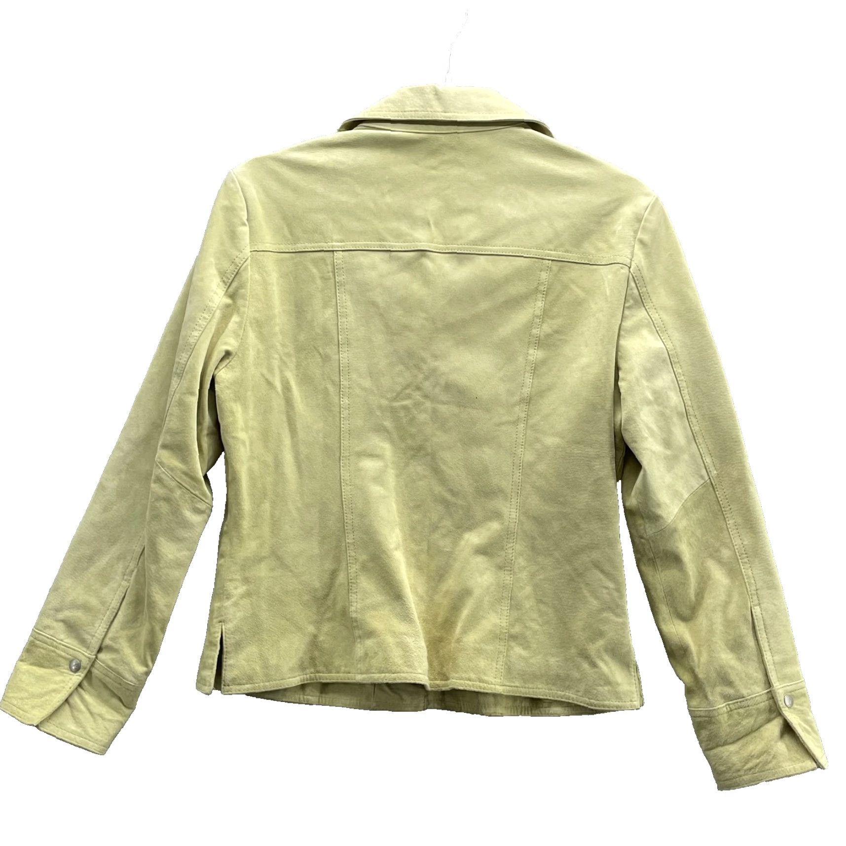 Live a Little Suede Leather Jacket Women's M Green 90s Moto Chic Vintage 70s Corpcore Jacket