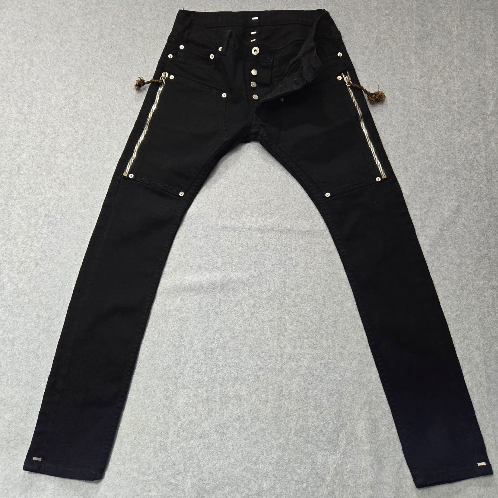 Vintage VINTAGE MR. COMPLETELY Jeans Mens 30x29 Black Zip Detail Slim Fit Distressed Los Angeles Size US 29 - 2 Thumbnail