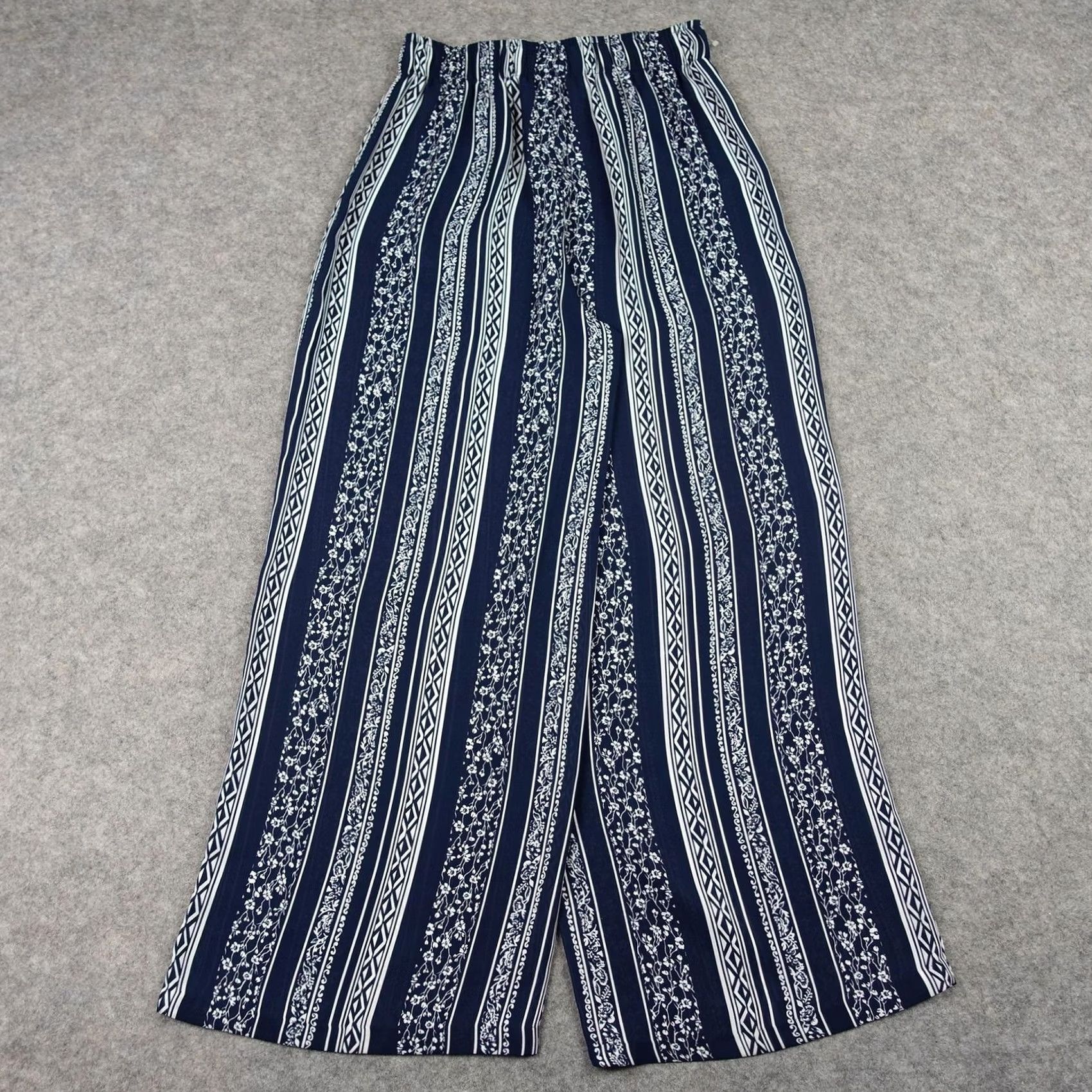 Vintage VINTAGE Wet-seal Pants Womens Small Blue Stripe Wide Leg Cropped Sheer Y2K VTG Size 26" / US 2 / IT 38 - 4 Thumbnail