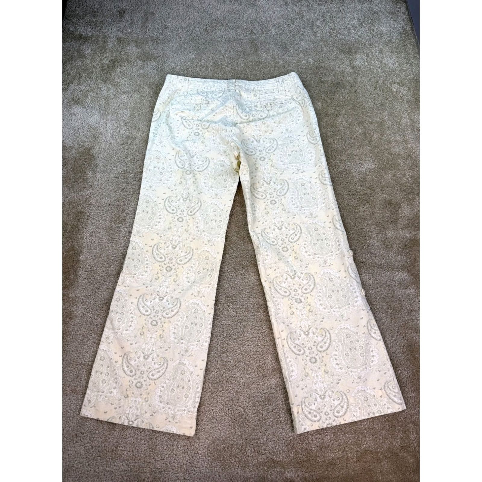 Old Navy Old Navy Women’s Pants Cotton Paisley Size 10 Boho Multicolor Regular Mid Rise Wide-Leg Dress Pants Knit Flat Front Zip Hook & Eye Drawstring Size 32" / US 10 / IT 46 - 6 Thumbnail
