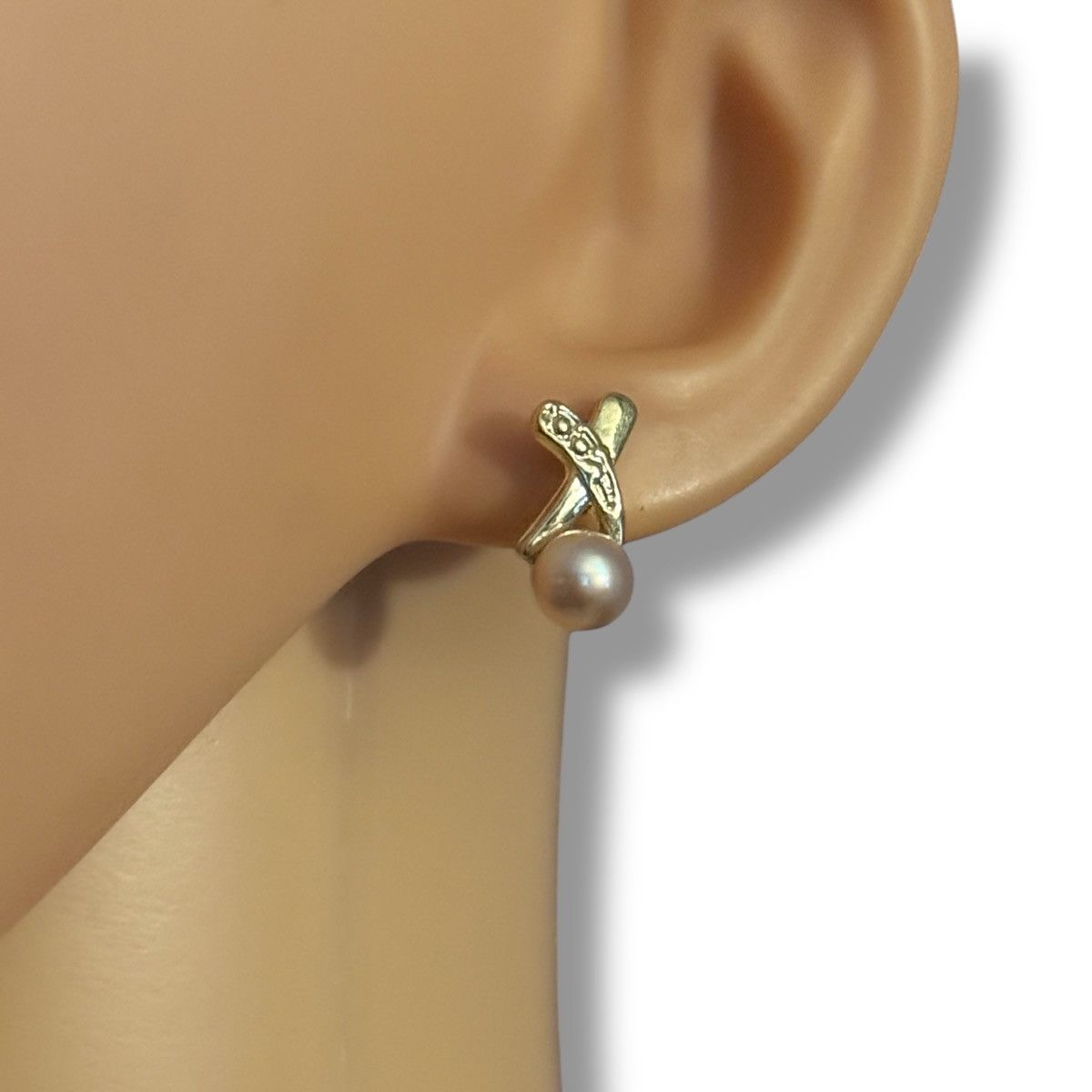 Other Gold tone pearl X stud earrings Size ONE SIZE - 2 Thumbnail