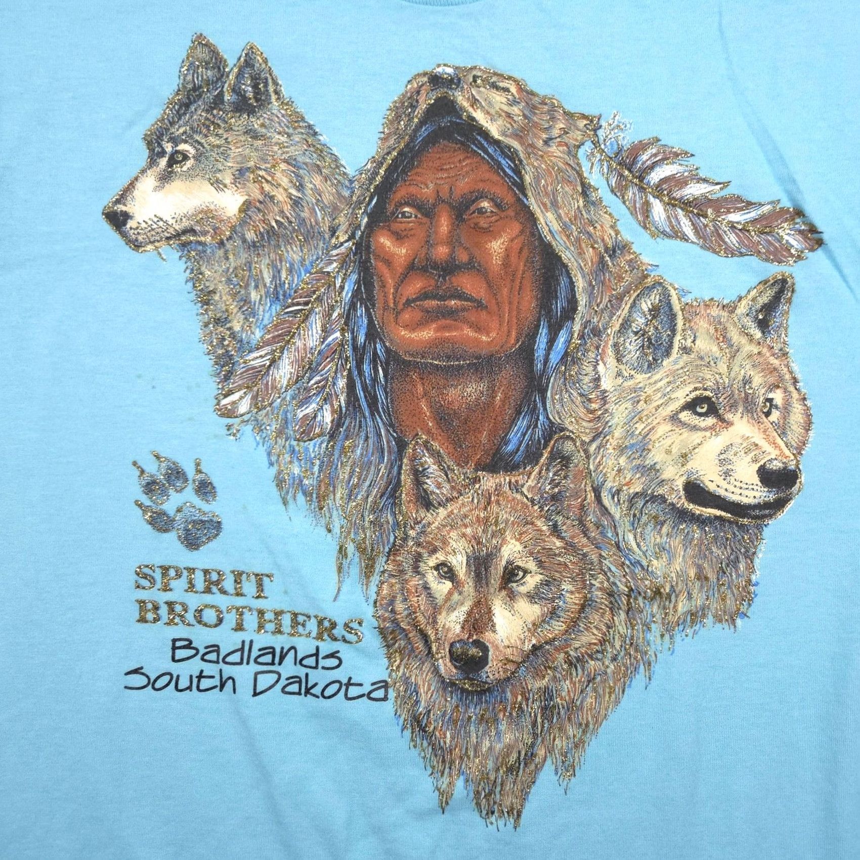 Vintage VINTAGE Screen Stars Best Shirt Mens L Blue Spirit Brothers Wolf Tee 90s Size US L / EU 52-54 / 3 - 4 Thumbnail