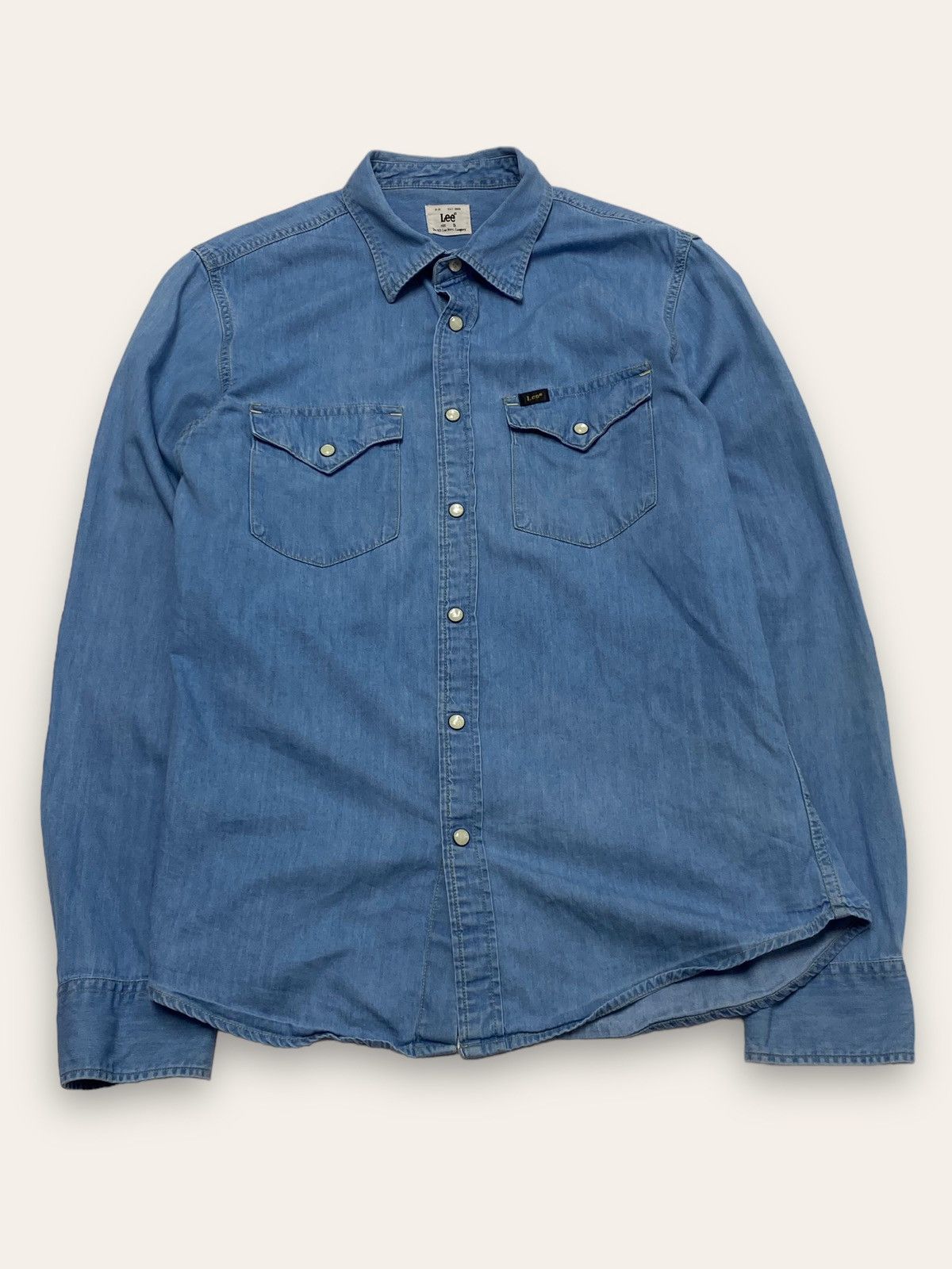 Jean Vintage LEE Light Denim Jean Button Up Shirt Snaps Size US S / EU 44-46 / 1 - 1 Thumbnail