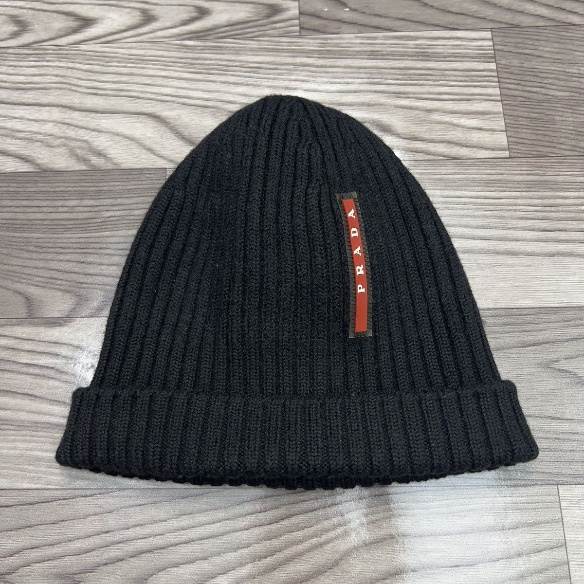 Prada Prada Linea Rossa Ribbed Wool Beanie Size ONE SIZE - 1 Thumbnail