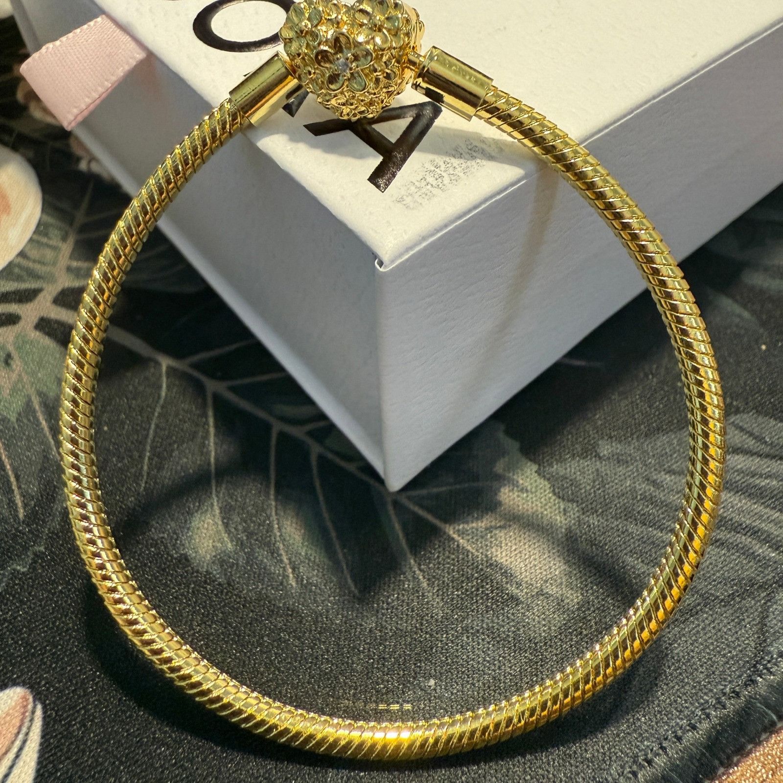 pandora Authentic Pandora, SZ 18CM, Daisy Heart Gold Plated Snake Ch Size ONE SIZE - 2 Thumbnail