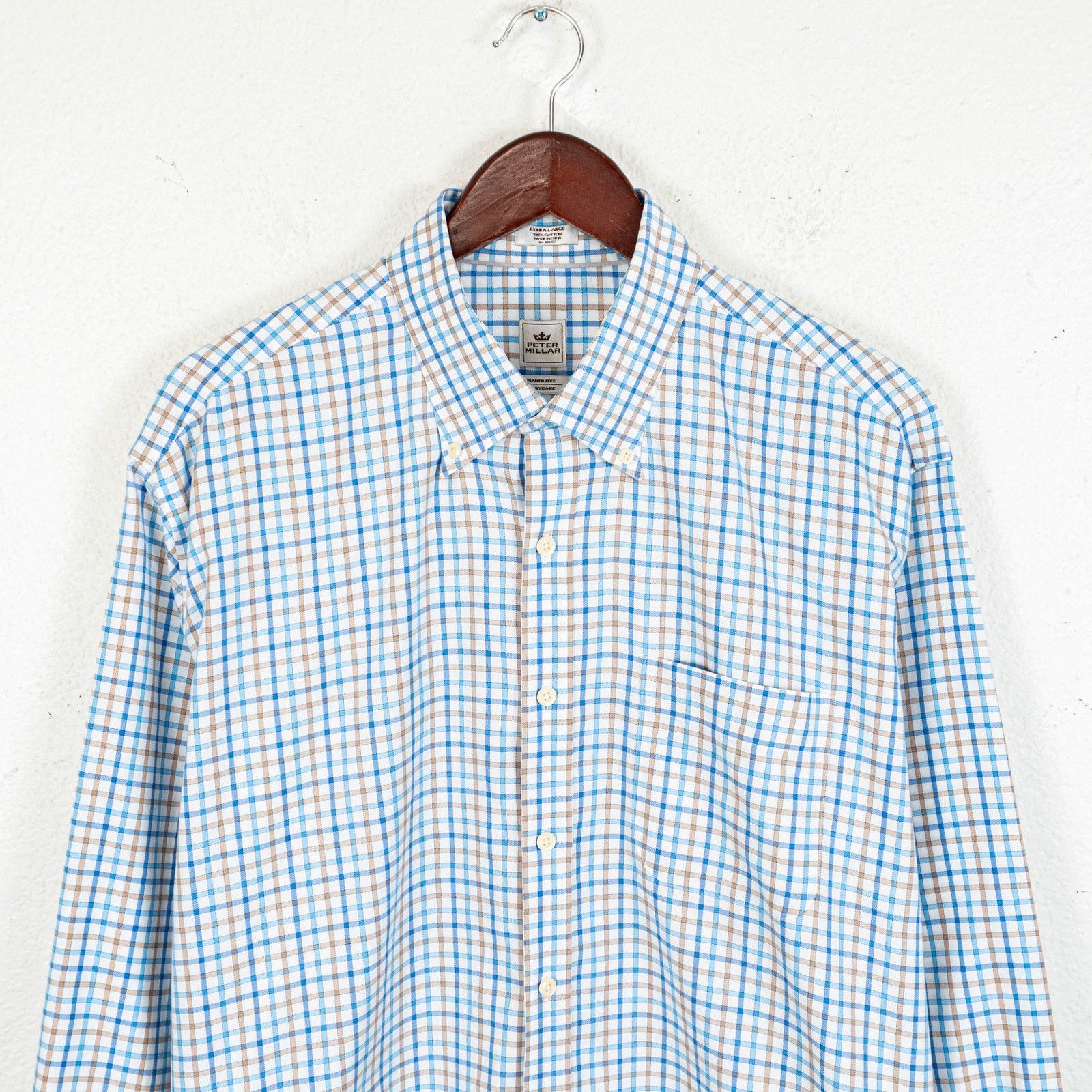 Peter Millar Peter Millar Nanoluxe Easycare Button Down Shirt White blue Size US XL / EU 56 / 4 - 2 Thumbnail