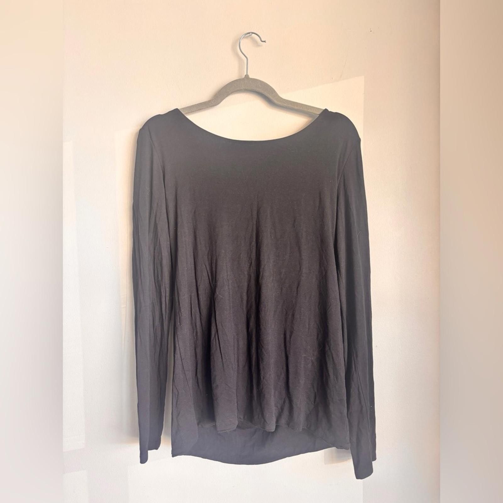 Designer Sarah Pacini Black Open Back, Ultra Stretchy Longsleeve Size S / US 4 / IT 40 - 1 Thumbnail