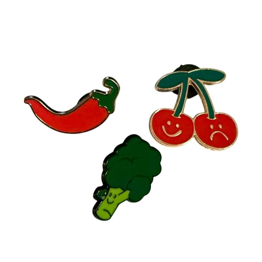 Other Set Of 3 Fun Food-Themed Enamel Pins: Chili Pepper Happy Bro Size ONE SIZE - 1 Thumbnail