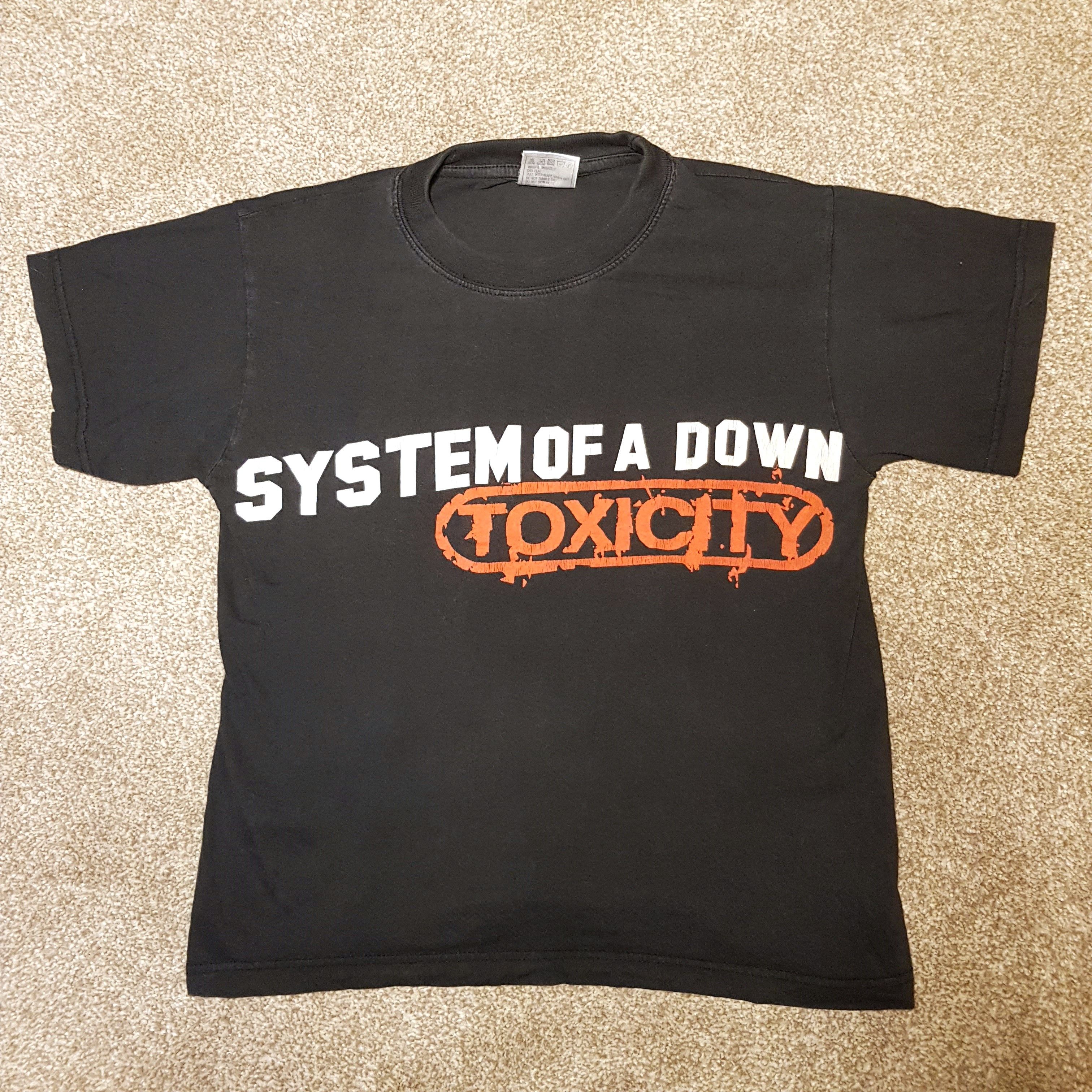 image of Band Tees Vintage System Of A Down Toxicity 2001 T-Shirt in Black, Men's (Size XS)