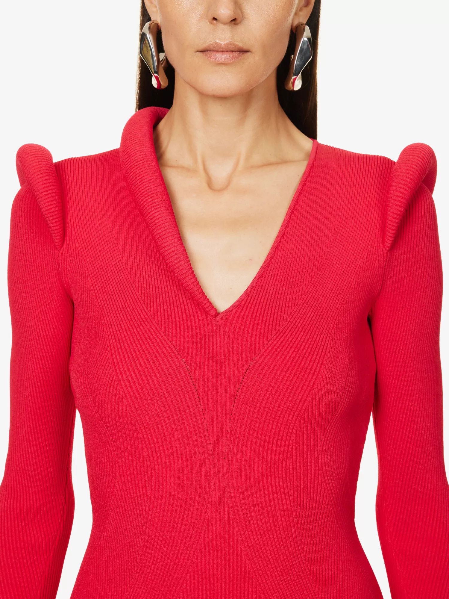 Alexander McQueen o1y0325 Midi Dress in Red Size M / US 6-8 / IT 42-44 - 5 Thumbnail