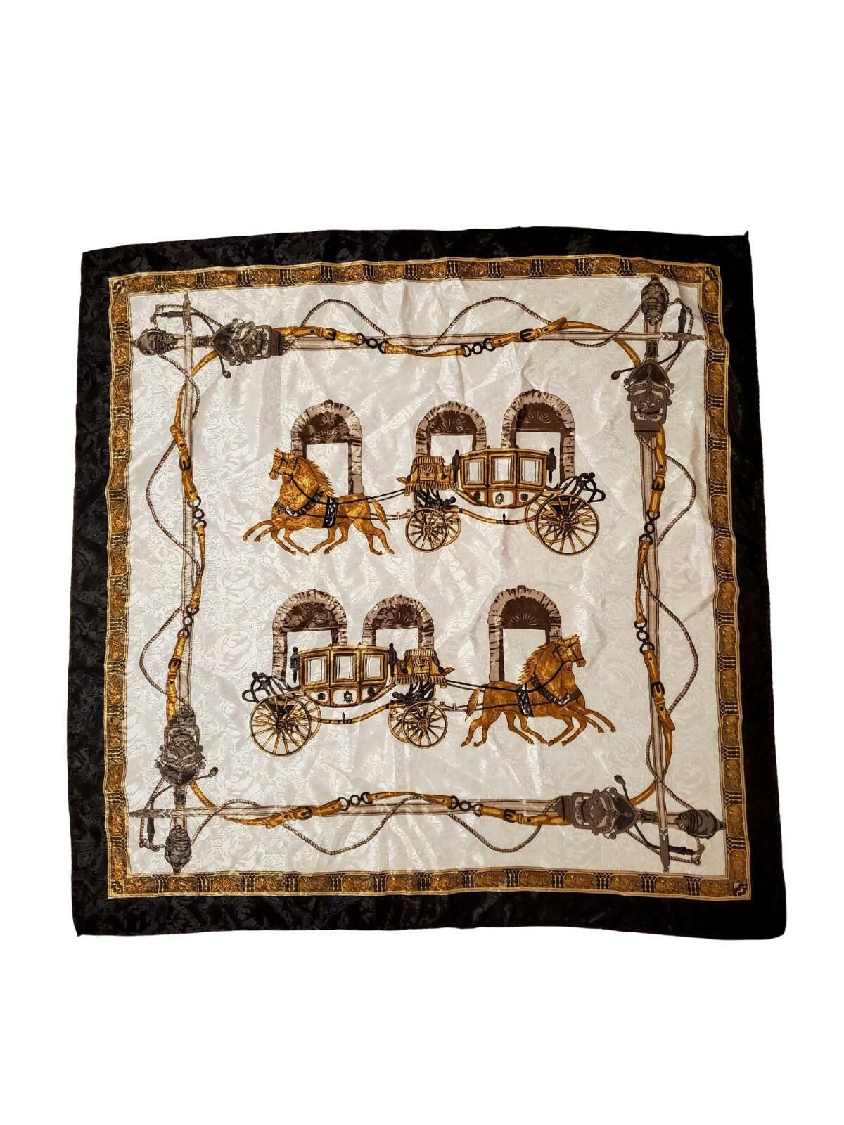 The Unbranded Brand Vintage Horse and Carriage/Buggy Silky Handkerchief/Scarf Size ONE SIZE - 1 Thumbnail
