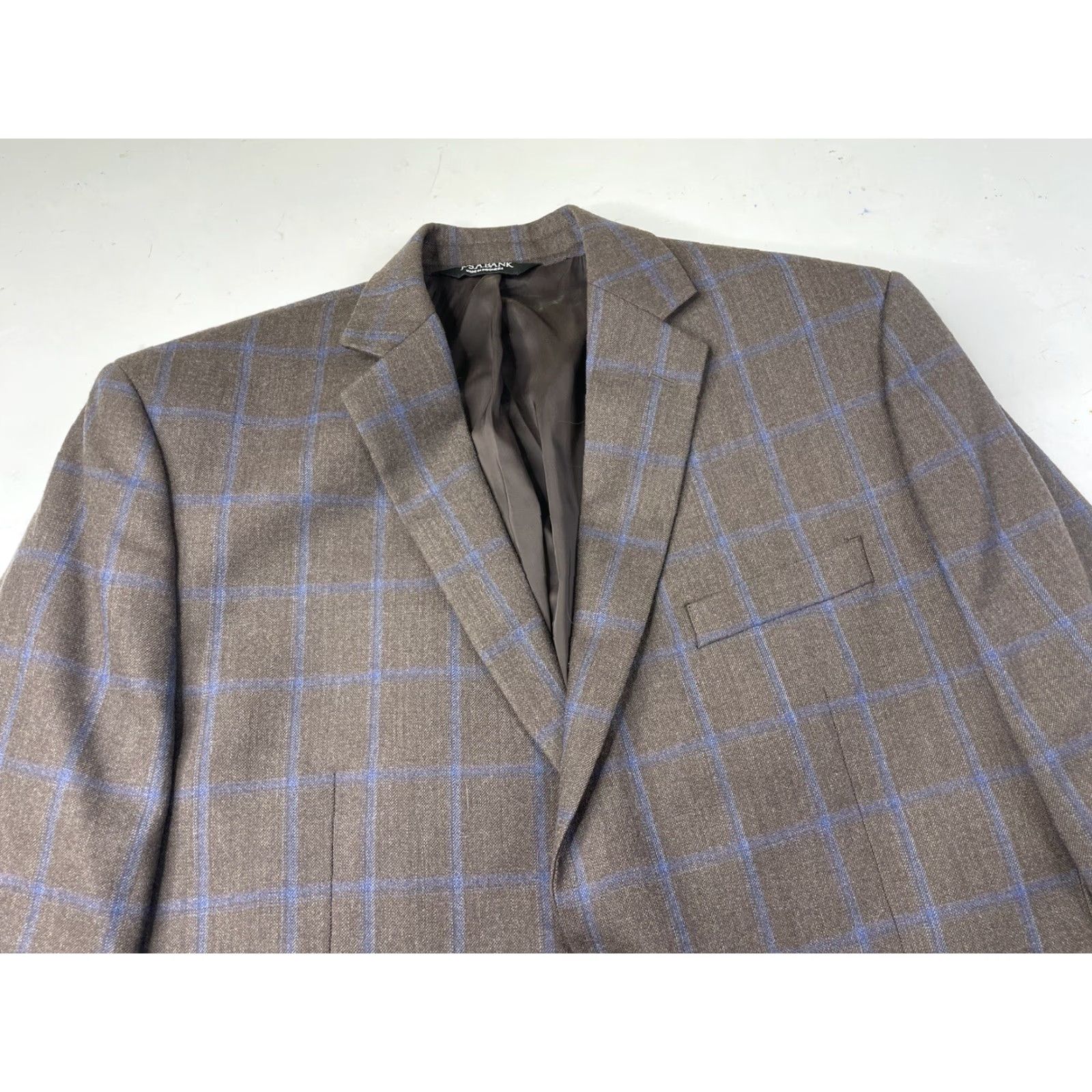 Jos. A. Bank Jos. A. Bank Traveler Sport Coat Blazer Jacket 44R Mens Brown Blue Plaid Wool Notch Lapel Two Button Single-Breasted Tailored Regular Mockup Size 44R - 3 Thumbnail