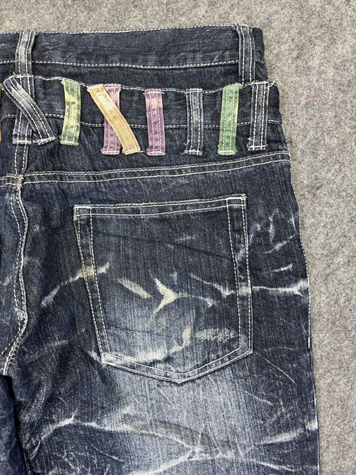 Japanese Brand 💥Double Waist💥Nylaus Crazy Crack FadesDouble Waist Denim K27 Size US 32 / EU 48 - 11 Thumbnail