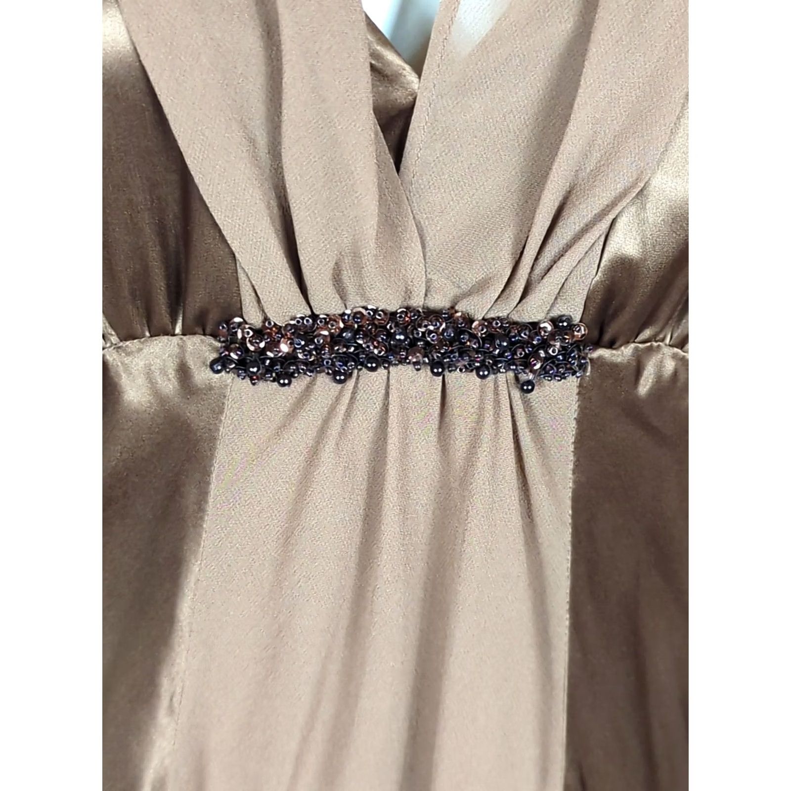 Vintage VINTAGE Donna Ricco dress Halter Knee Length Silk Brown Beaded Zipper Womens 12 Size XL / US 12-14 / IT 48-50 - 5 Thumbnail