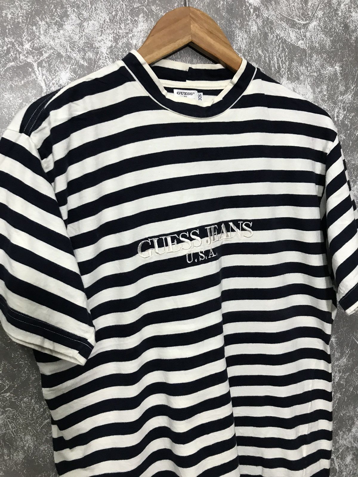 Guess × Vintage Vintage90s Guess Jeans USA Striped Tee *Xs Over view detail Size US XS / EU 42 / 0 - 6 Thumbnail