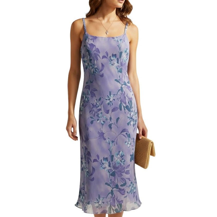 Other Y2K Blue Floral Sheer Maxi Dress Flutter Sleeveless w/ Shawl Size L / US 10 / IT 46 - 4 Thumbnail