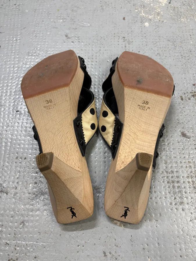 Saint Laurent Paris 2000s Yves Saint Laurent Dot Cream Sandals Heels Size US 7 / IT 37 - 10 Thumbnail