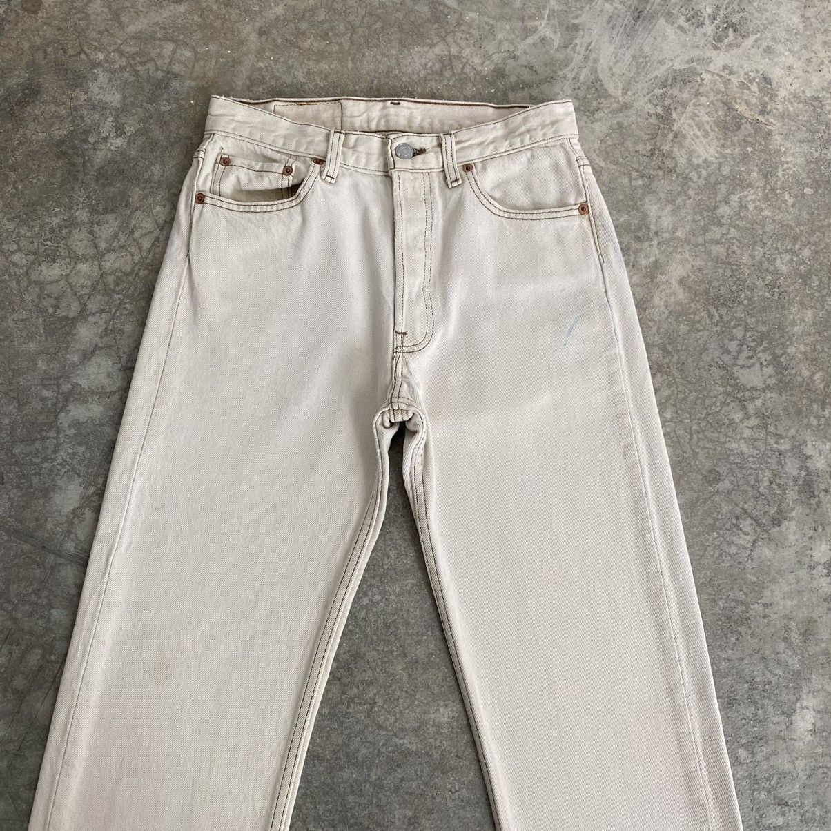 Levi's Size 27x33 Vintage 90’s Levis 501 Off White Denim Jeans Size US 27 - 2 Thumbnail