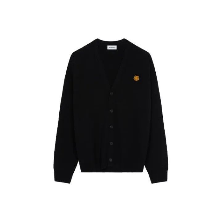 Kenzo KENZO Black Wool Cardigan with Embroidered Tiger -2507 Size US M / EU 48-50 / 2 - 1 Thumbnail