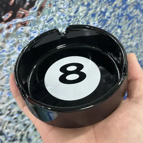 Other Black Round Ashtray with 8 Ball Design, Classic Style Size ONE SIZE - 4 Thumbnail