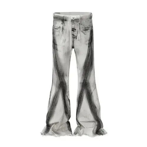 L.E.I. Y2k Streetwear Dirty Gradient Baggy White Jean Size US 35 - 4 Thumbnail