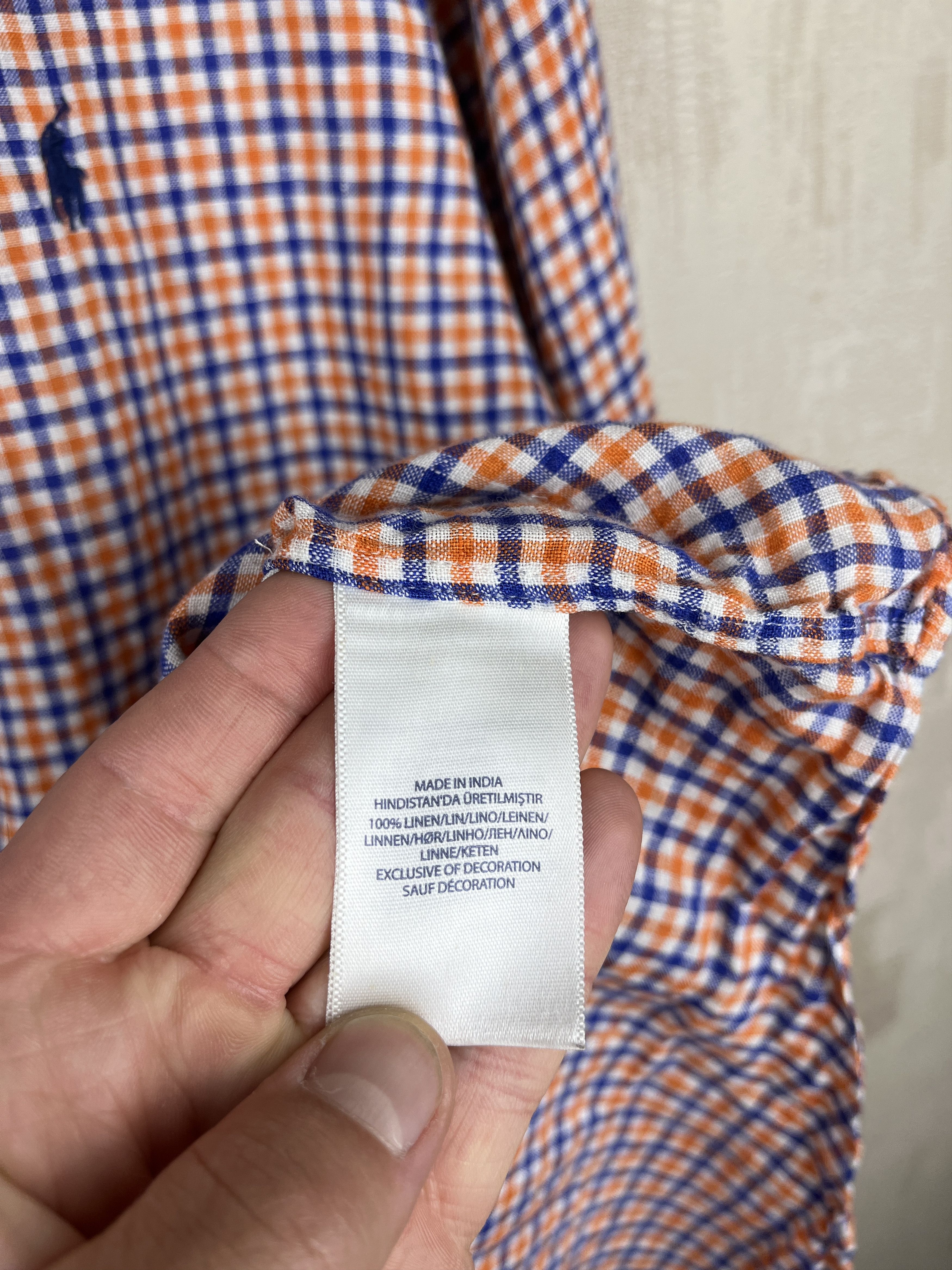 Polo Ralph Lauren Polo Ralph Lauren 100 % Linen Check Long Sleeve Shirt Size US L / EU 52-54 / 3 - 8 Thumbnail