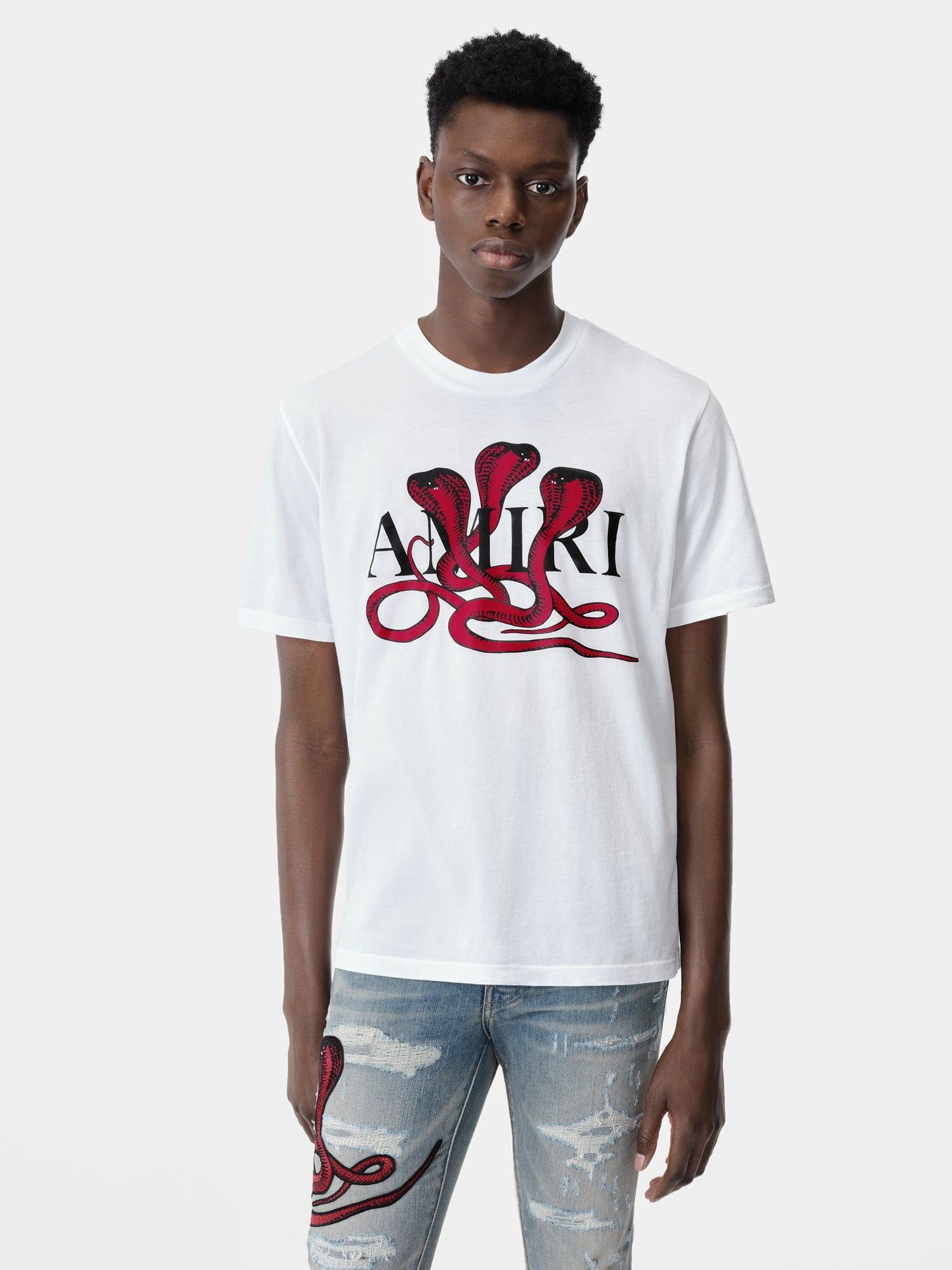 Amiri o1orln1025 Glitter Poison Logo Skater T-Shirt in White Size US XL / EU 56 / 4 - 3 Thumbnail