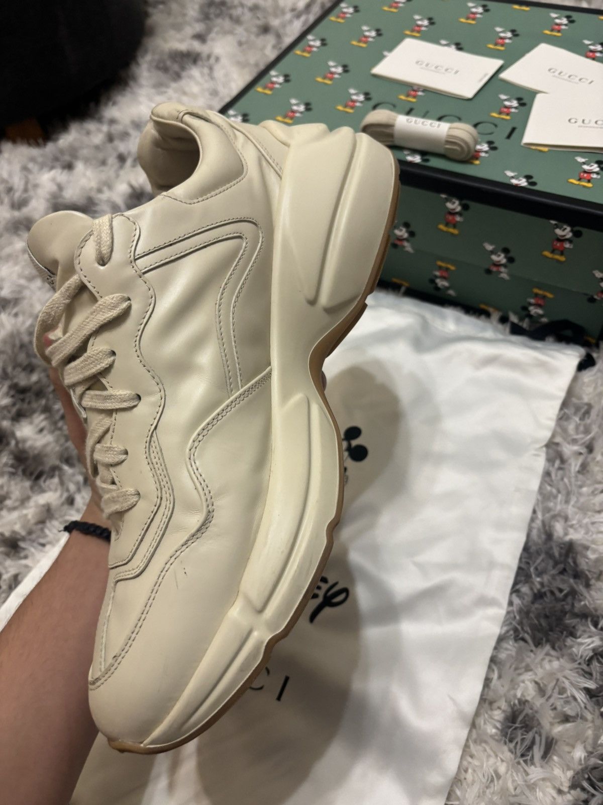 Gucci New Super Rare Gucci x Mickey Mouse Rhyton Leather Sneaker Size US 9 / EU 42 - 6 Thumbnail