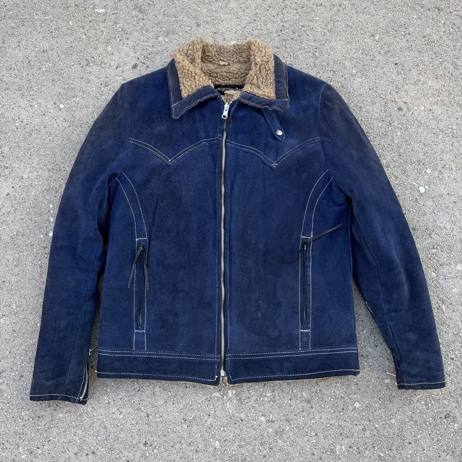 Harley Davidson × Leather × Vintage Vintage 70s Harley Davidson AMF Suede Sherpa Leather Jacket Size US L / EU 52-54 / 3 - 1 Thumbnail