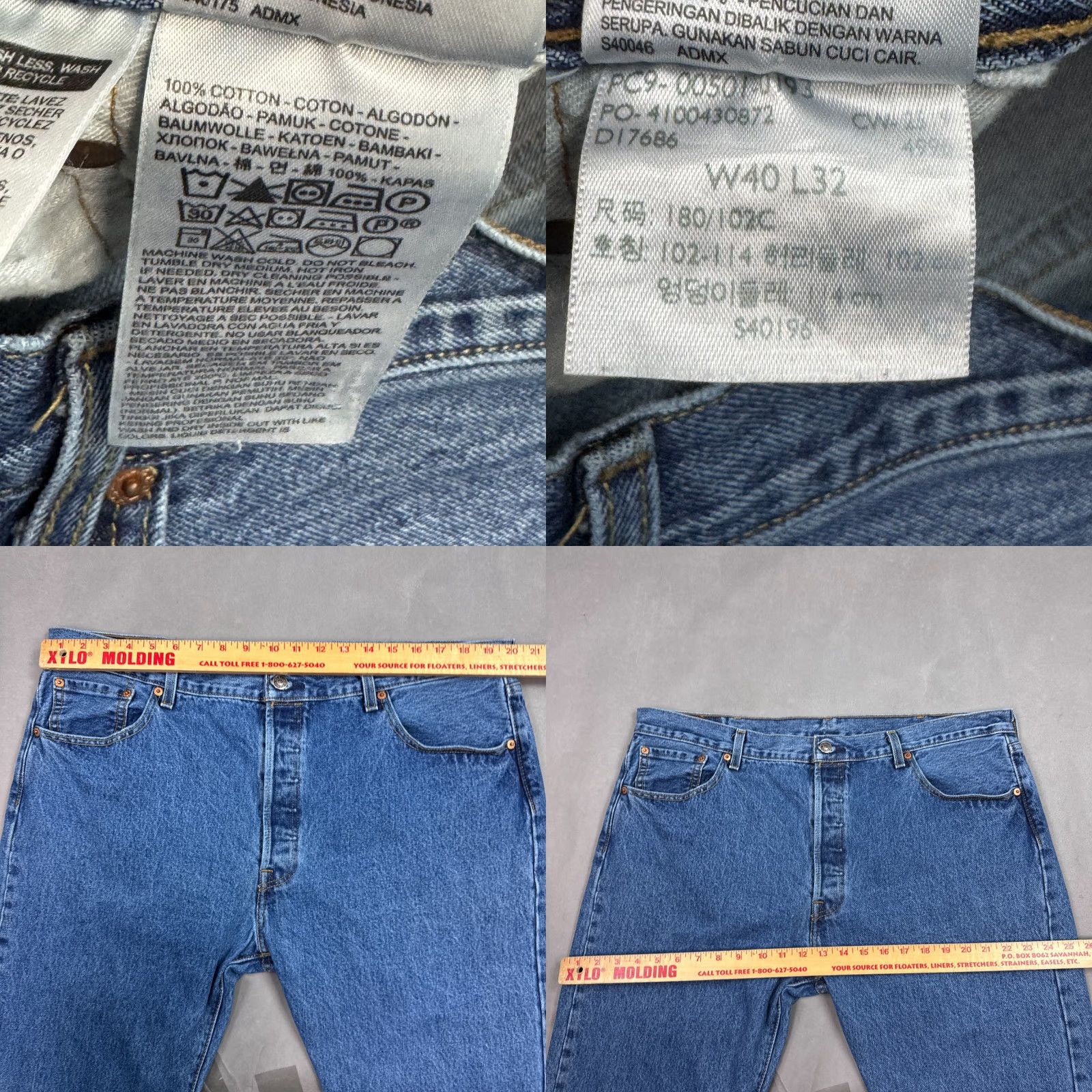Levi's VINTAGE Levis 501 Jeans Mens 40x32 Blue Button Fly Denim Pants Faded Straight Classic Size US 40 / EU 56 - 8 Thumbnail