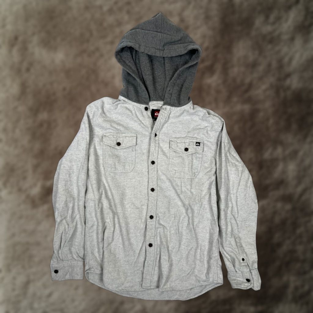Quiksilver VINTAGE Quiksilver Hoodie Sweatshirt Surf Skater Beach Y2K Gray M Mens Hooded Pockets Snaps 90s Grunge Beachwear Size US M / EU 48-50 / 2 - 1 Thumbnail