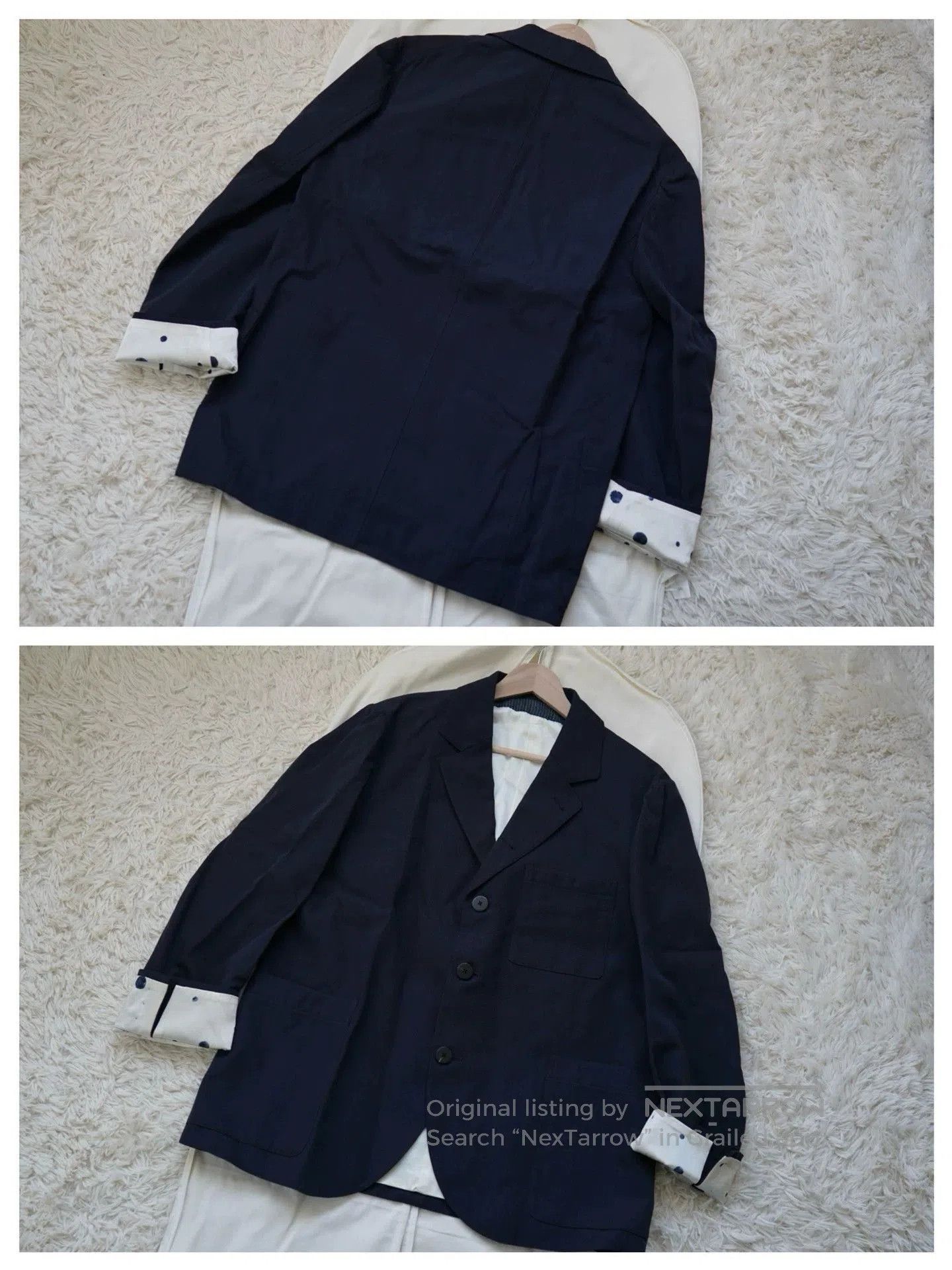 Visvim Black Single-Breasted Blazer with Polka Dot Cuffs. Size US XL / EU 56 / 4 - 2 Thumbnail