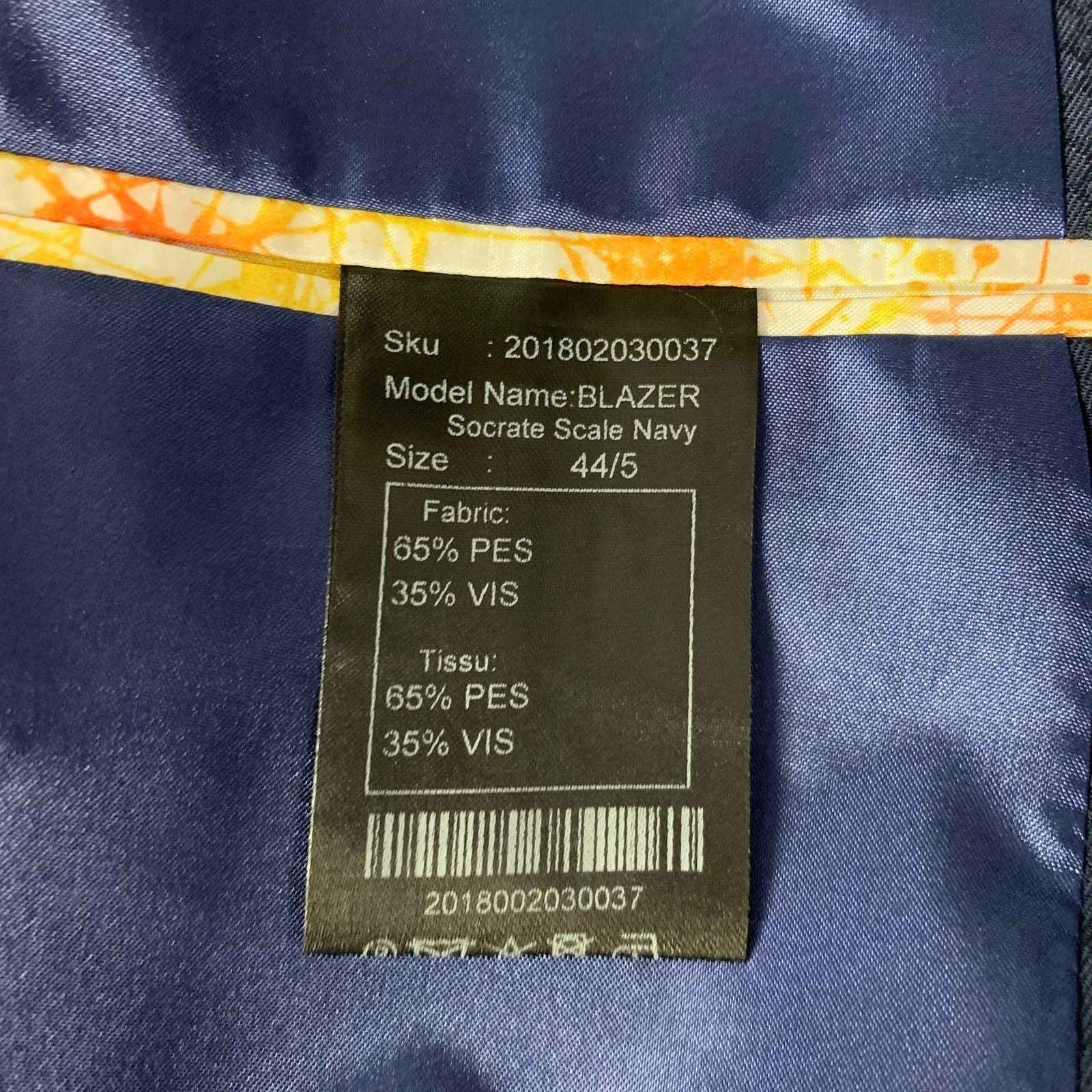 Maceoo MACEOO Navy Scale Print Viscose Blend Notch Lapel Sport Coat Size 44R - 8 Thumbnail