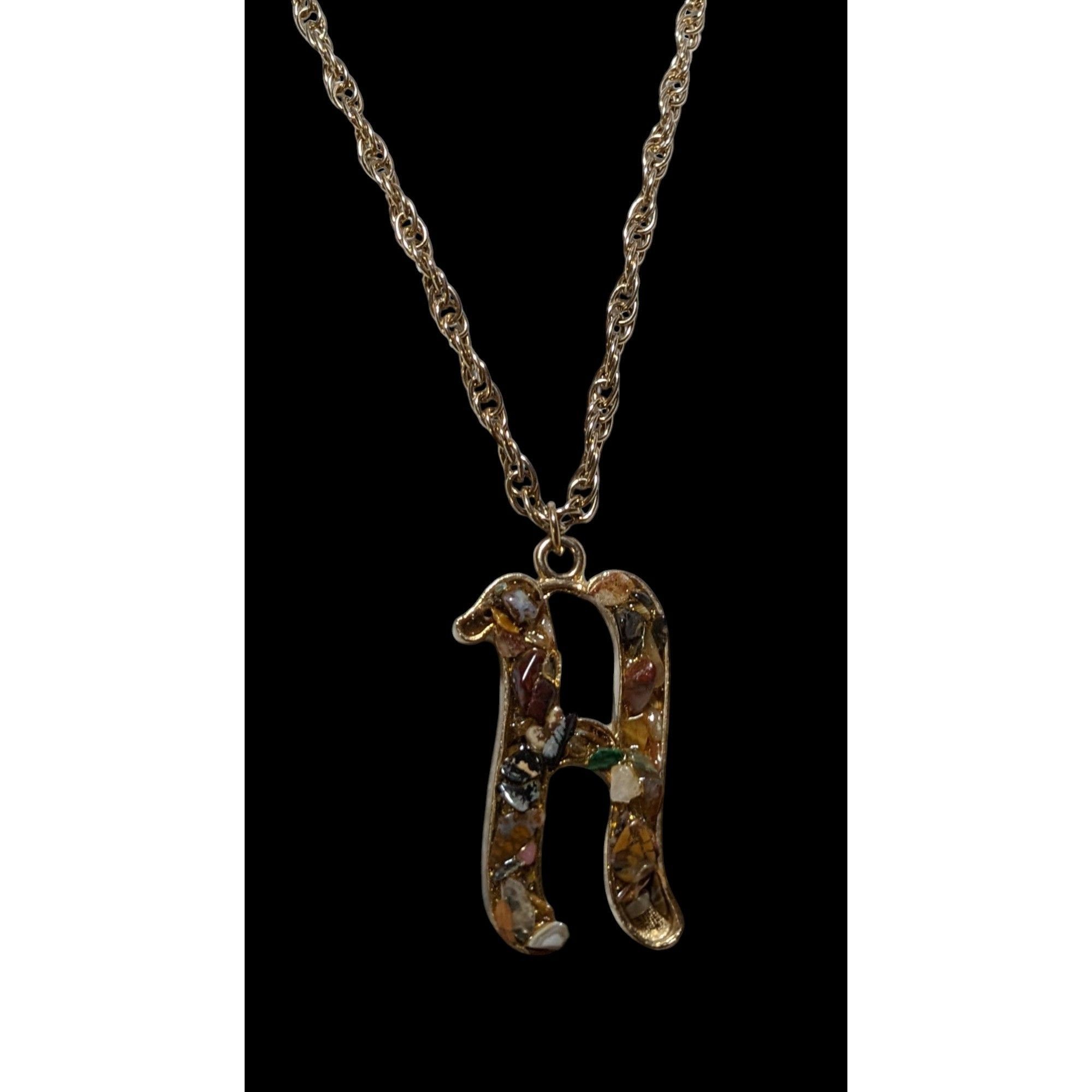 Other Gemstone Chip H Initial Pendant Necklace Size ONE SIZE - 3 Thumbnail