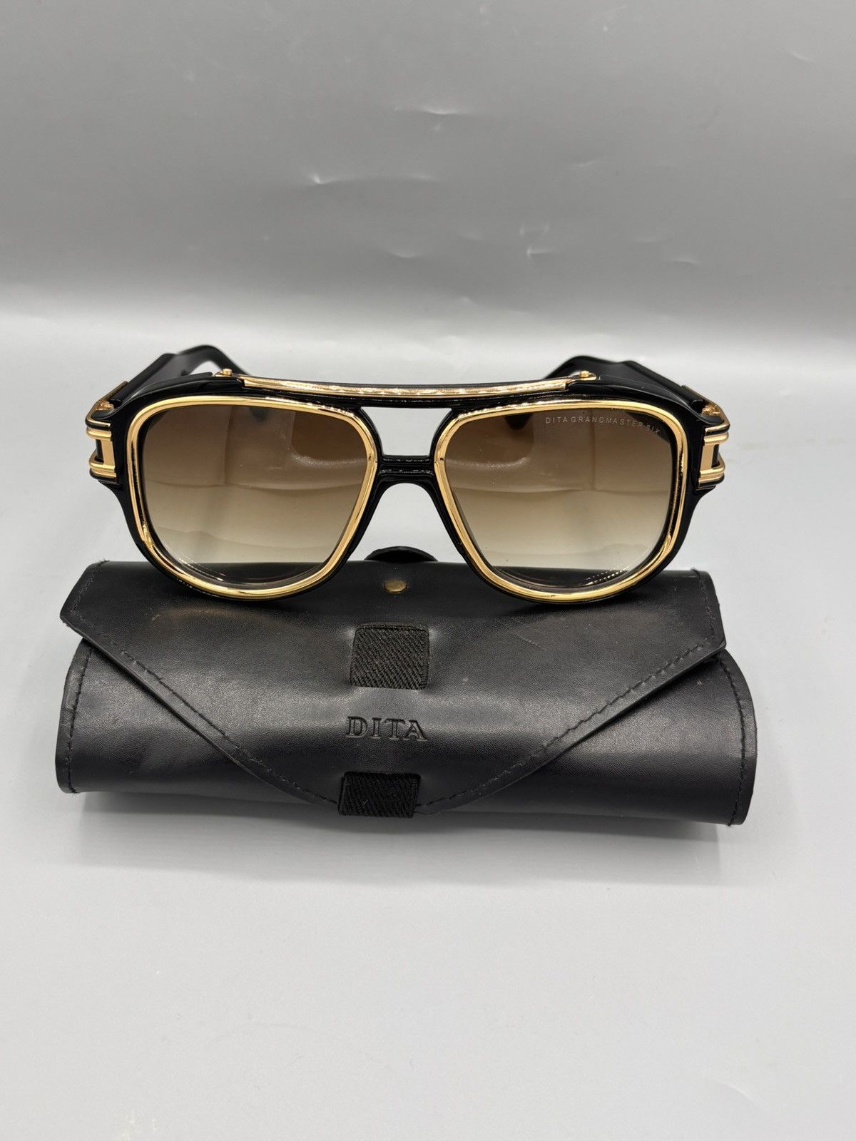 Dita DITA Grandmaster Six Black Gold Sunglasses Luxury Aviator Size ONE SIZE - 1 Thumbnail