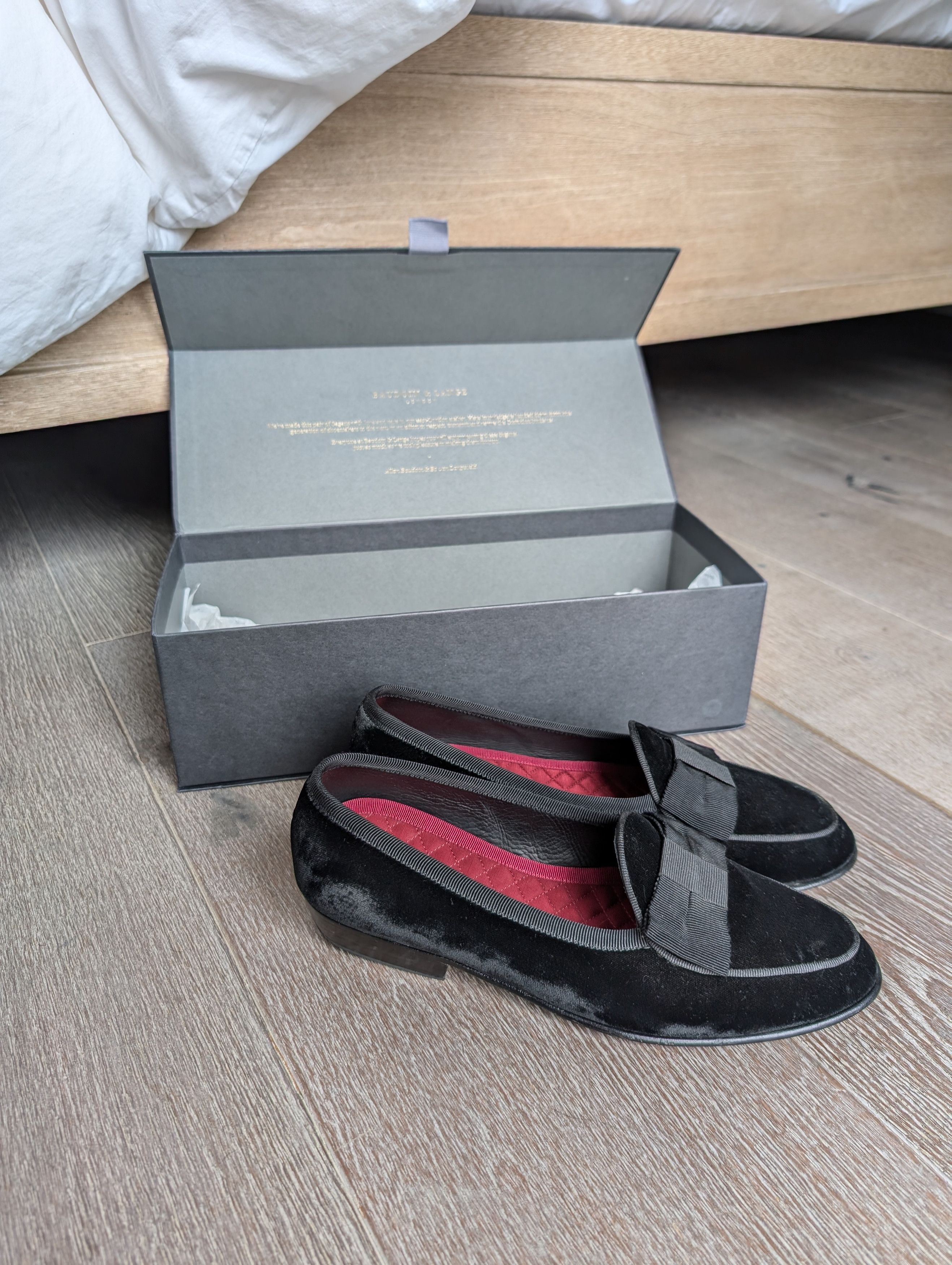 Baudoin & Lange Sagan Black Tie Tuxedo Loafers Size US 5.5 / EU 38 - 3 Thumbnail