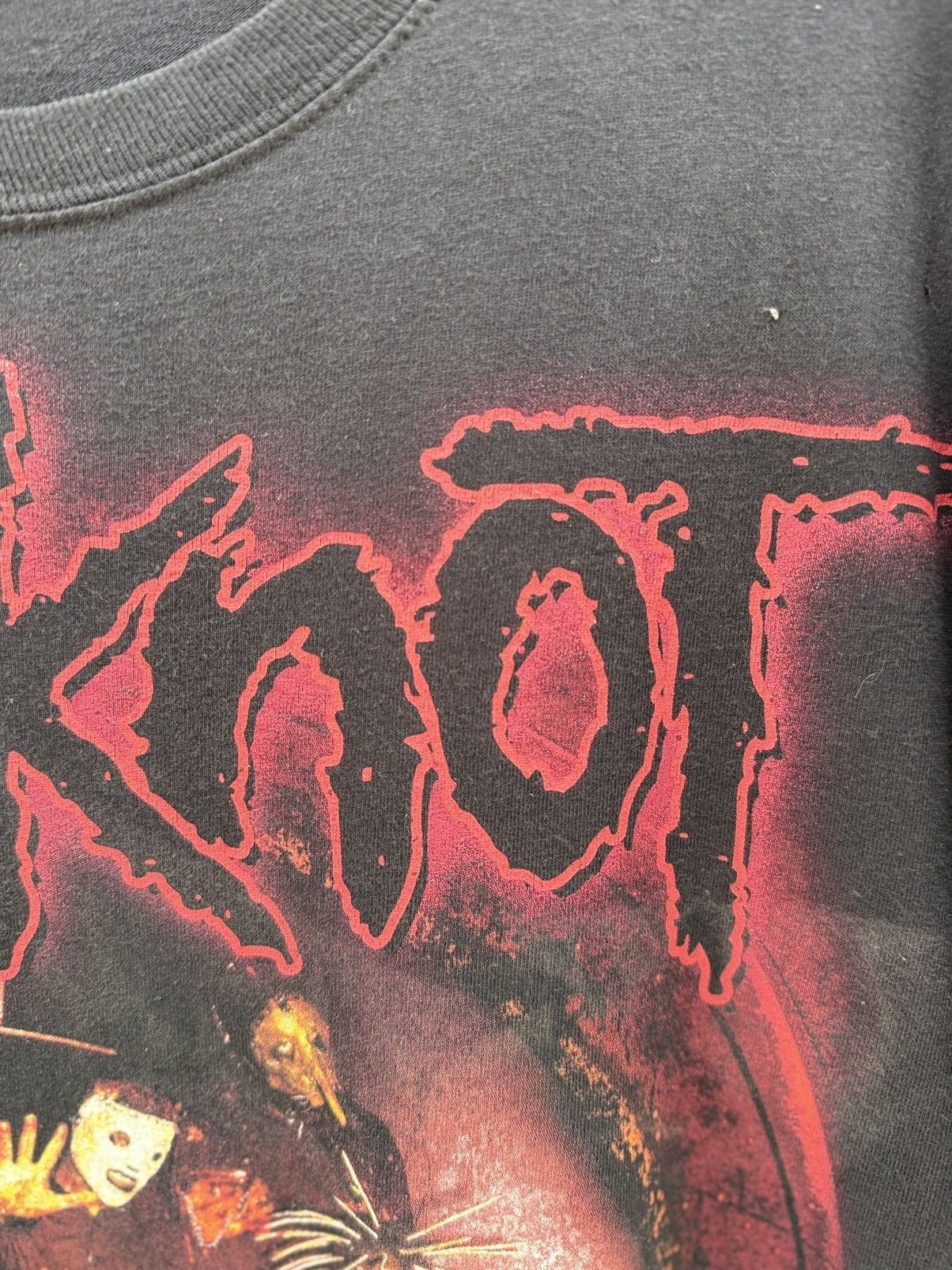 Band Tees Thrashed Y2K Slipknot Lineup Distressed Sun Faded Grunge T Size US XL / EU 56 / 4 - 11 Thumbnail
