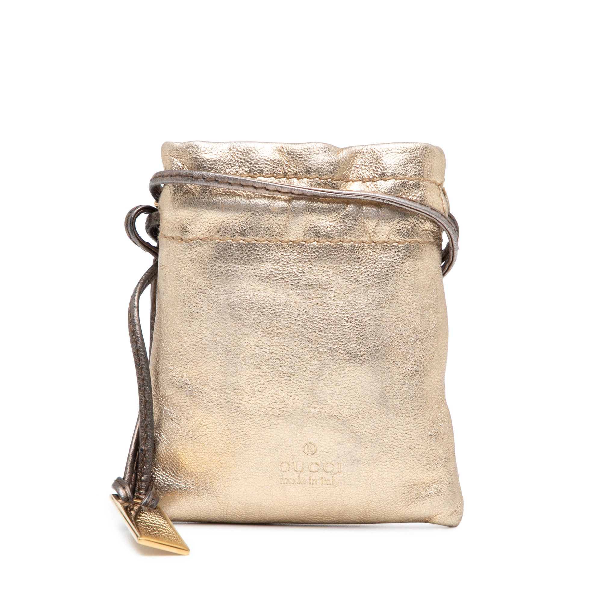 Gucci Gucci Metallic Leather Drawstring Pouch Size ONE SIZE - 1 Thumbnail